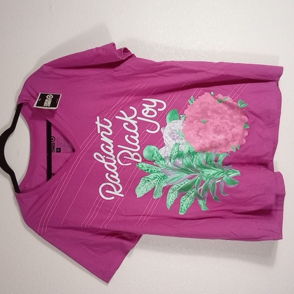 Black History Month Radiant Black Joy Short Sleeve  V neck T-shirt Size 1X - Picture 1 of 3